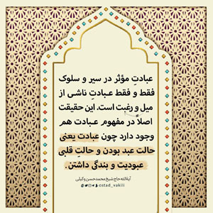 عبادت موثر در سیر و سلوک کدام است؟